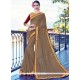 Dazzling Faux Georgette Brown Lace Work Classic Saree