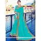 Preferable Turquoise Lace Work Contemporary Saree
