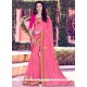 Fascinating Bamber Georgette Pink Patch Border Work Classic Saree