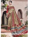 Multi Colour Print Work Art Silk Traditional Saree