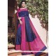 Celestial Print Work Hot Pink And Navy Blue Traditional Saree