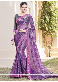 Deserving Purple Printed Saree