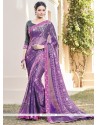 Deserving Purple Printed Saree