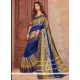Voluptuous Cotton Silk Blue Designer Traditional Saree