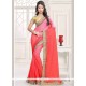 Beauteous Peach And Rose Pink Faux Chiffon Shaded Saree