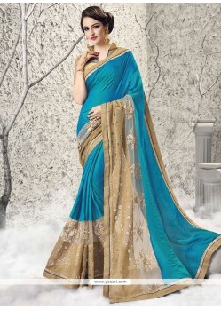 Gripping Fancy Fabric Turquoise Classic Designer Saree