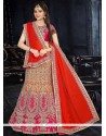 Classical Hot Pink And Red Patch Border Work Lehenga Choli