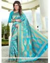 Modernistic Turquoise Banglori Silk Traditional Saree