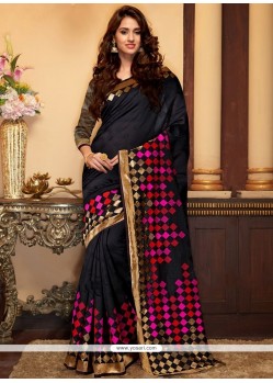 Aristocratic Cotton Silk Black Traditional Designer Saree