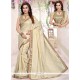 Artistic Beige Lace Work Tussar Silk Traditional Saree