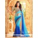 Entrancing Blue Embroidered Work Shaded Saree