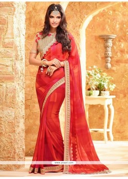 Observable Faux Georgette Embroidered Work Classic Saree