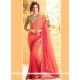 Observable Faux Georgette Peach And Pink Shaded Saree