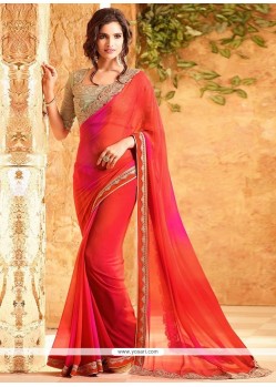 Prime Faux Georgette Embroidered Work Classic Saree