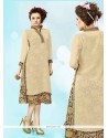 Mesmerizing Embroidered Work Cream Faux Georgette Party Wear Kurti
