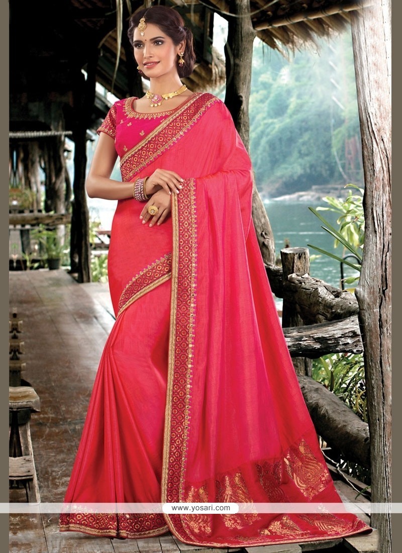 Excellent Art Silk Red Traditional Designer Saree