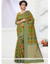 Thrilling Green Weaving Work Traditional Designer Saree