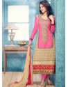 Pink And Cream Georgette Churidar Suit