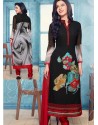 Black And Red Georgette Churidar Suit