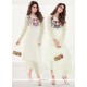 Capricious Faux Georgette White Embroidered Work Party Wear Kurti