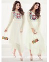 Capricious Faux Georgette White Embroidered Work Party Wear Kurti