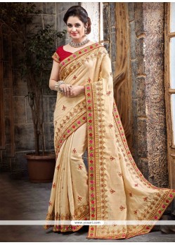 Energetic Faux Chiffon Embroidered Work Classic Designer Saree
