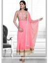 Brilliant Net Pink Embroidered Work Anarkali Salwar Suit