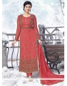 Ayesha Takia Rose Pink Embroidered Work Designer Straight Salwar Kameez