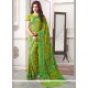 Exceptional Green Print Work Casual Saree