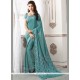 Exceptional Faux Crepe Blue Print Work Casual Saree