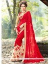 Precious Red Embroidered Work Faux Georgette Saree
