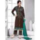 Ayesha Takia Embroidered Work Brown Pant Style Suit