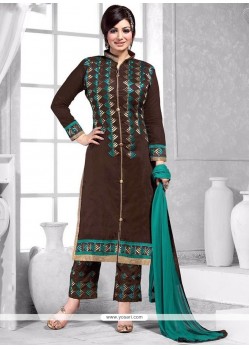 Ayesha Takia Embroidered Work Brown Pant Style Suit