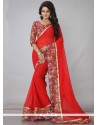 Whimsical Faux Georgette Red Casual Saree