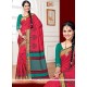 Bedazzling Red Weaving Work Traditional Designer Saree