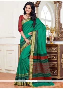 Intricate Art Silk Green Designer Traditional Saree