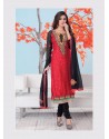 Black And Red Brasso Churidar Suit