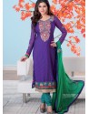 Blue And Green Brasso Churidar Suit