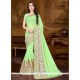 Staggering Net Sea Green Embroidered Work Saree