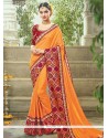 Fantastic Art Silk Orange Traditional Saree