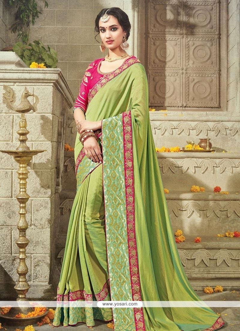 Floral Art Silk Green Designer Traditional Saree
