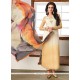 Lively Embroidered Work Faux Georgette Beige And Cream Churidar Designer Suit