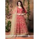 Mesmeric Red Embroidered Work Banglori Silk Designer Floor Length Suit