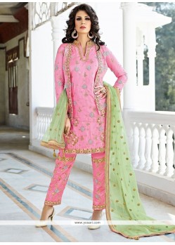 Haute Pink Art Silk Pant Style Suit