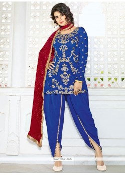 Flattering Blue Stone Work Punjabi Suit