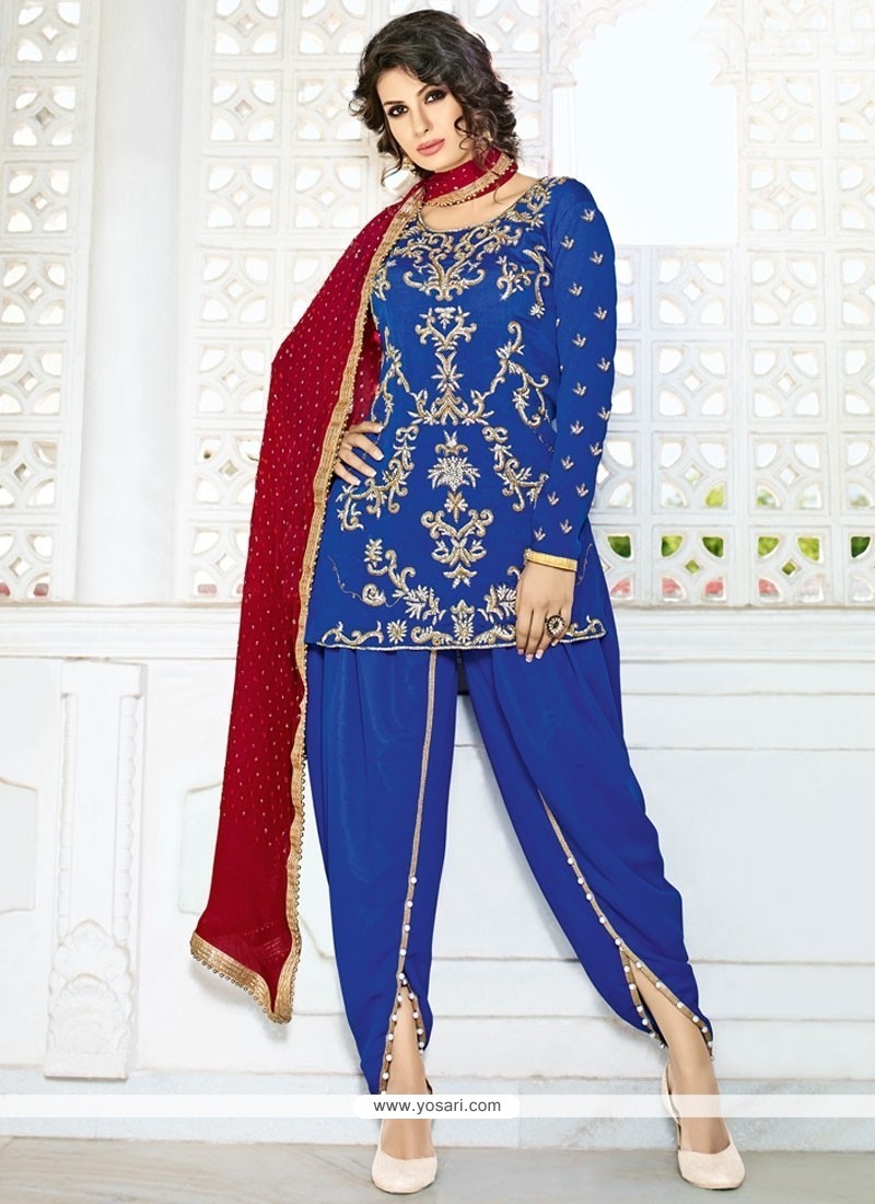 Buy Flattering Blue Stone Work Punjabi Suit | Punjabi Patiala Suits