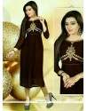 Pleasance Brown Embroidered Work Faux Georgette Party Wear Kurti