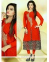 Dignified Embroidered Work Faux Georgette Party Wear Kurti