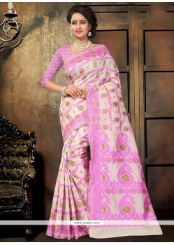 Classy Cotton Rose Pink Printed Saree
