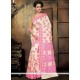 Thrilling Print Work Pink Cotton Printed Saree